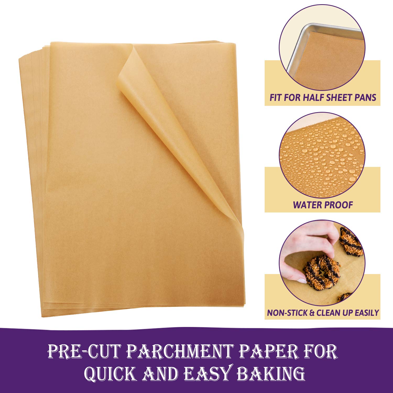 200 Pcs Unbleached Parchment Paper Baking Sheets, 12 X 16 Inch, Precut Non-Stick Parchment Sheets For Baking, Cooking, Grilling,